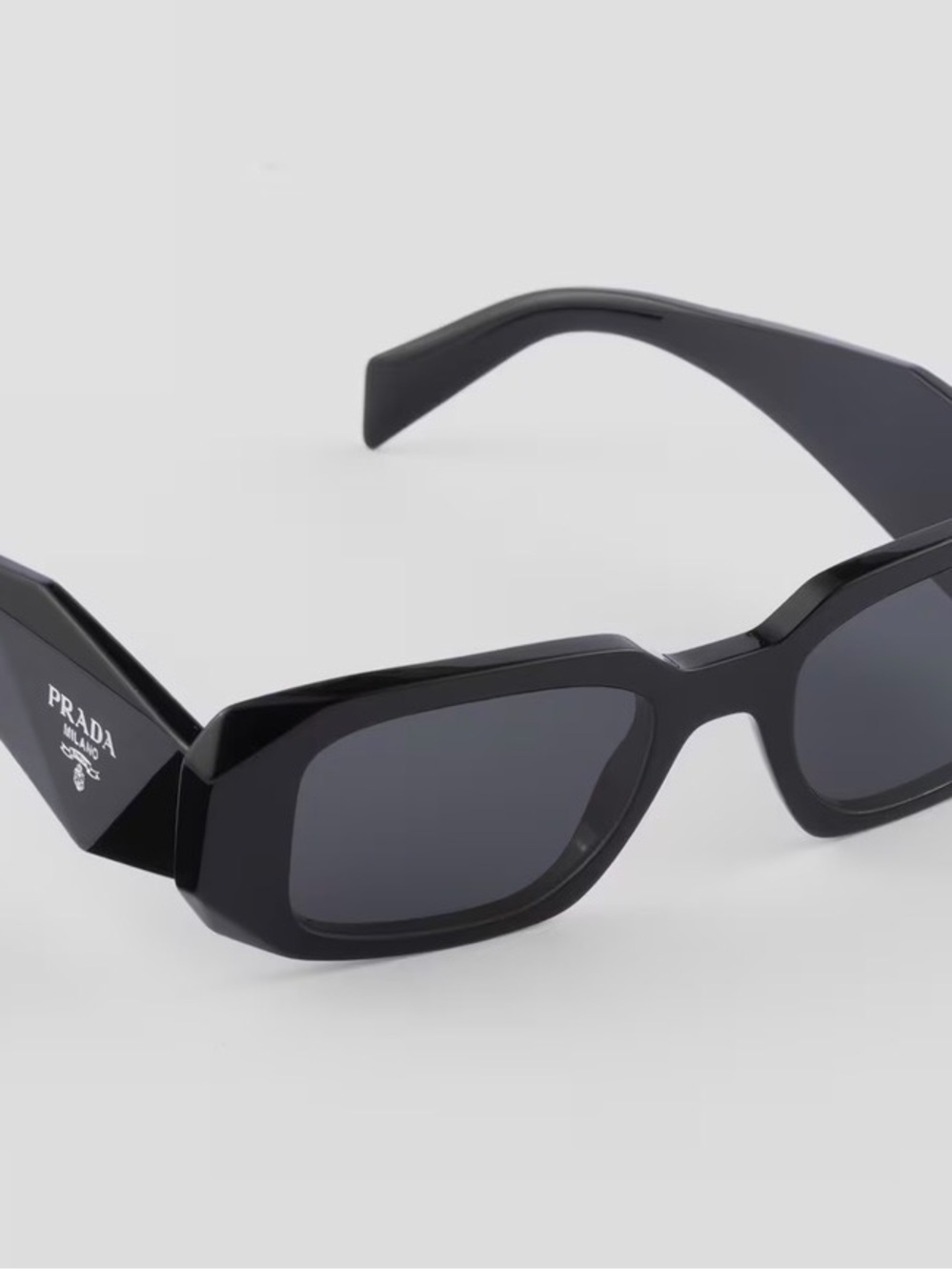 Prada Symbole Glossy Black Geometric Sunglasses